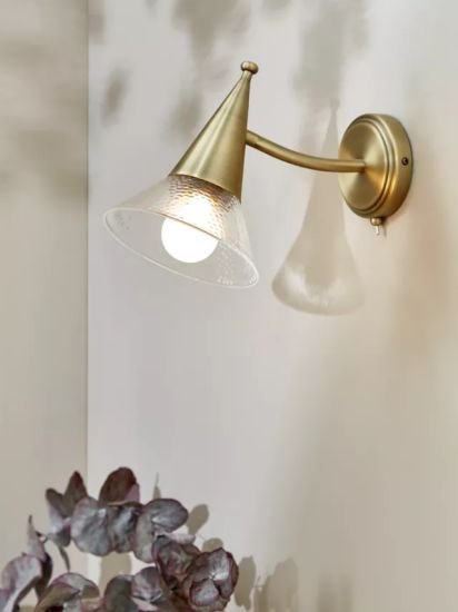 Trumpet Wall Light, Antique Brass