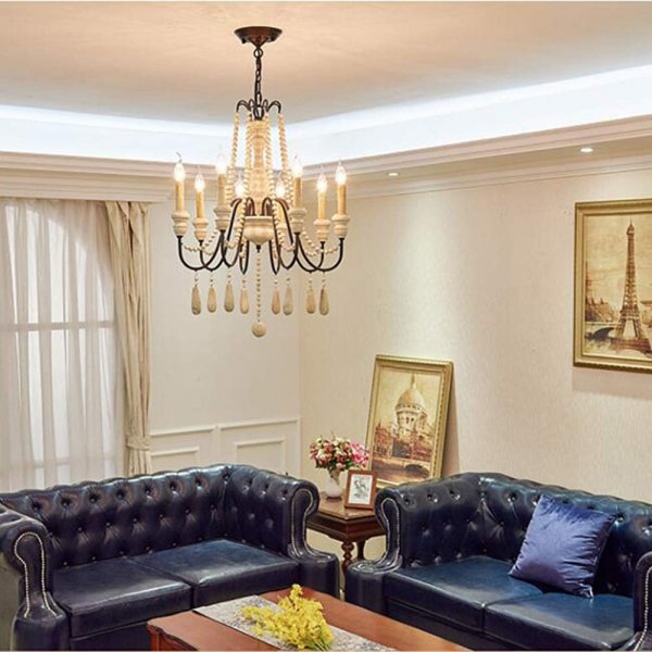 Antique Metal Wood Pendant Light