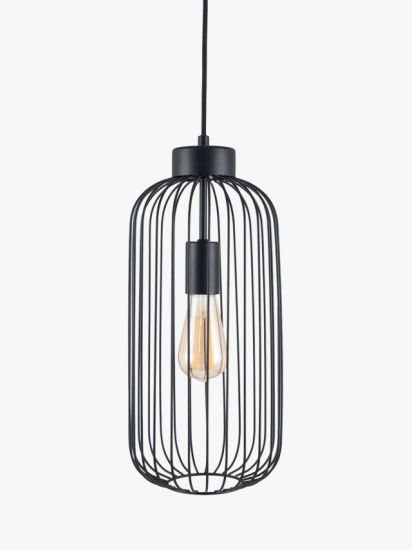 Tall Metal Wire Ceiling Light, Black