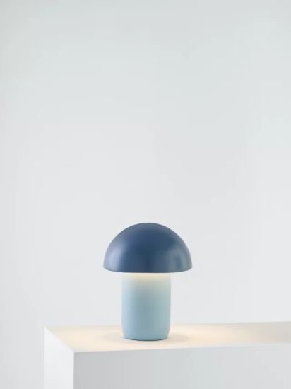 Mushroom Rechargeable Dimmable Table Lamp,Haze Blue/Lake Blue