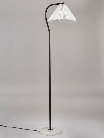 Marble Pleat Floor Lamp, Matt Black