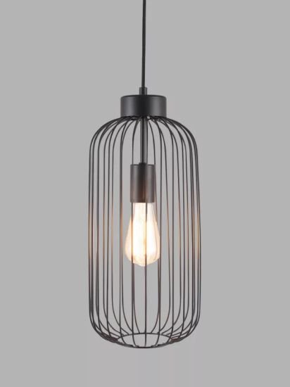 Tall Metal Wire Ceiling Light, Black