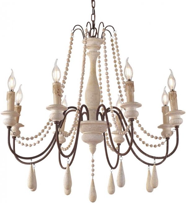 Antique Metal Wood Pendant Light